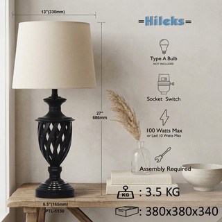 Đèn Bàn Hileks PTL-1130, Ánh Sáng 100W, Thiết Kế Sang Trọng Cho Phòng Ngủ, Phòng Khách, Bàn Làm Việc