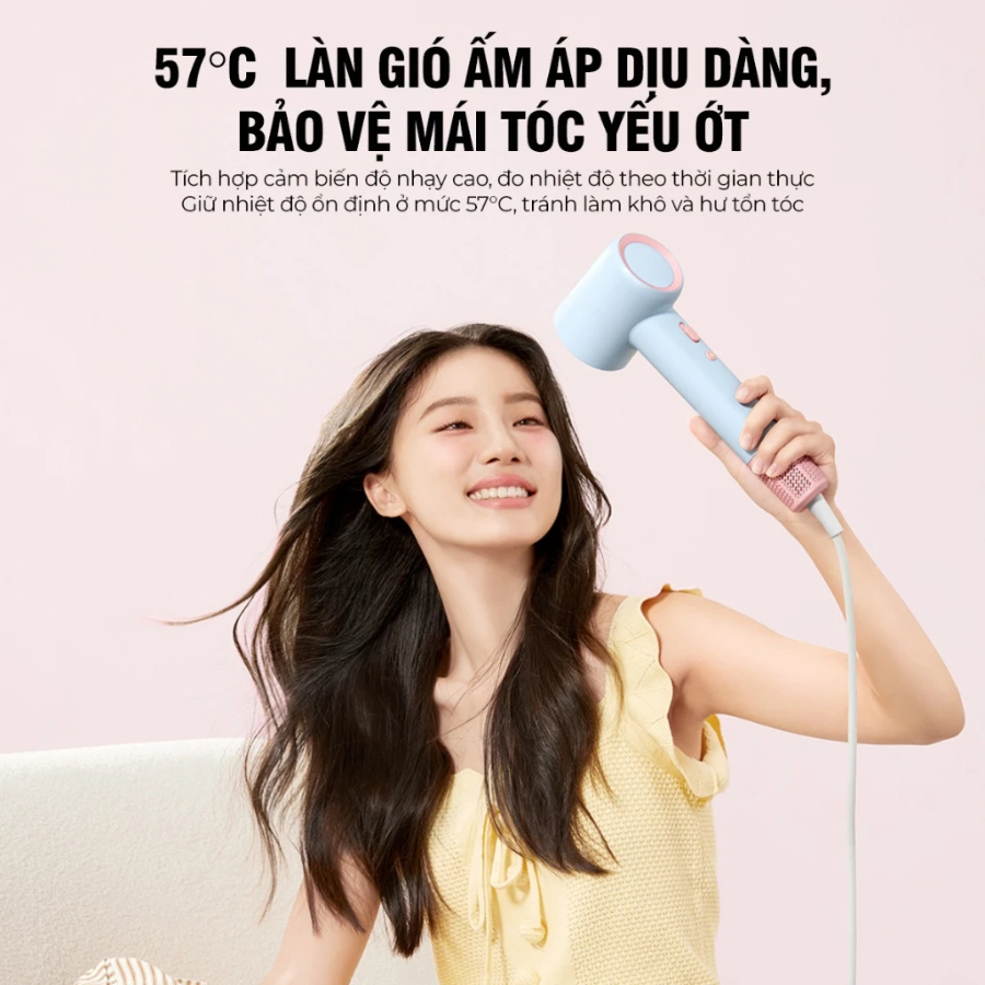 Máy Sấy Tóc Ion Âm Bear DCF-D16H1 - Công Suất 1600W, 5 Chế Độ Sấy, Máy Sấy Nhanh - Hàng Chính Hãng
