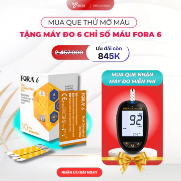 [YTECH] Mua 10 Que Tặng Máy | Mua Que Thử Mỡ Máu Cholesterol Tặng Máy Đo 6 Chỉ Số Fora 6 + Kim