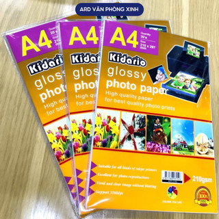 Giấy in ảnh bóng Kidario Glossy Photo Paper A4, giấy in phun sắc nét bề mặt bóng đẹp mắt