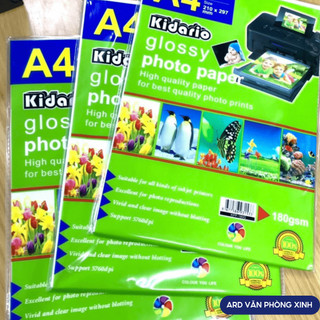 Giấy in ảnh bóng Kidario Glossy Photo Paper A4, giấy in phun sắc nét bề mặt bóng đẹp mắt