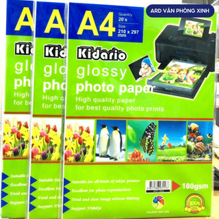 Giấy in ảnh bóng Kidario Glossy Photo Paper A4, giấy in phun sắc nét bề mặt bóng đẹp mắt