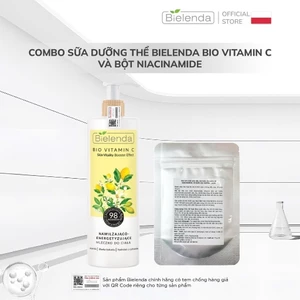 Combo Sữa dưỡng thể trắng da Bielenda Bio Vitamin C bảo vệ da toàn diện 400ml + bột Niacinamide 25g