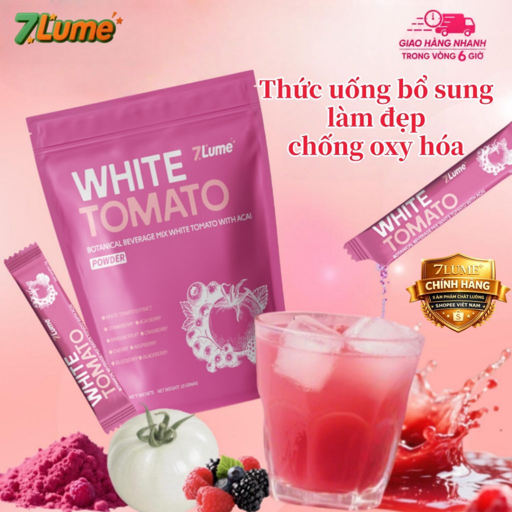 【Hàng sẵn】7Lume Nước uống Cà chua trắng bổ sung Trắng da sáng da chống oxy hóa làm đẹp da