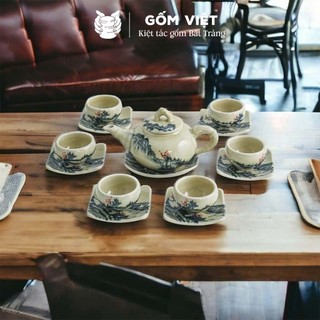 Bộ ấm chén men rạn hoạ tiết sơn thuỷ nhiều kiểu dáng cao cấp - Gốm sứ Bát Tràng - Gốm Việt