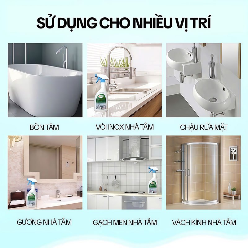 [COMBO 2 CHAI] Tẩy Cặn Canxi Nhà Tắm + Tẩy Dầu Mỡ Nhà Bếp COMBO HGO