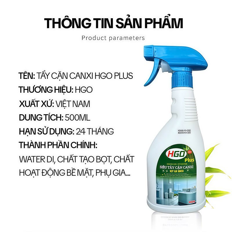 [COMBO 2 CHAI] Tẩy Cặn Canxi Nhà Tắm + Tẩy Dầu Mỡ Nhà Bếp COMBO HGO