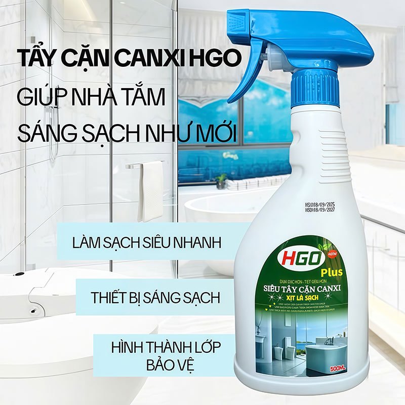 [COMBO 2 CHAI] Tẩy Cặn Canxi Nhà Tắm + Tẩy Dầu Mỡ Nhà Bếp COMBO HGO