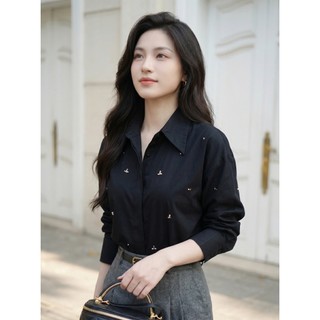 [HỎA TỐC-MỚI VỀ] Áo Sơ Mi Nữ Kiểu Đính Đá SOLIIN Tay Dài Phối Tơ Thoáng Nhẹ Thời Thượng Sang Trọng TWINKLE SHIRT