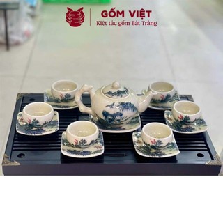 Bộ ấm chén men rạn TH nhiều kiểu dáng, vẽ chỉ vàng thủ công cao cấp - Gốm sứ Bát Tràng - Gốm Việt