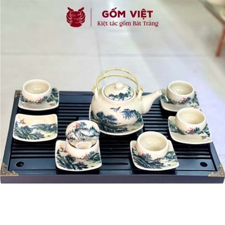 Bộ ấm chén men rạn TH nhiều kiểu dáng, vẽ chỉ vàng thủ công cao cấp - Gốm sứ Bát Tràng - Gốm Việt
