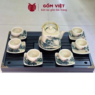 Bộ ấm chén men rạn TH nhiều kiểu dáng, vẽ chỉ vàng thủ công cao cấp - Gốm sứ Bát Tràng - Gốm Việt