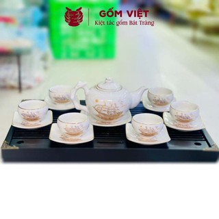 Bộ ấm chén men rạn TH nhiều kiểu dáng, vẽ chỉ vàng thủ công cao cấp - Gốm sứ Bát Tràng - Gốm Việt