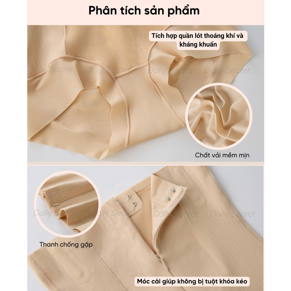 Quần Gen Bụng SHAPE LOCK Siết Eo Chống Cuộn DOLLY SECRET Có Khóa Kéo Và Mắc Cài Q11