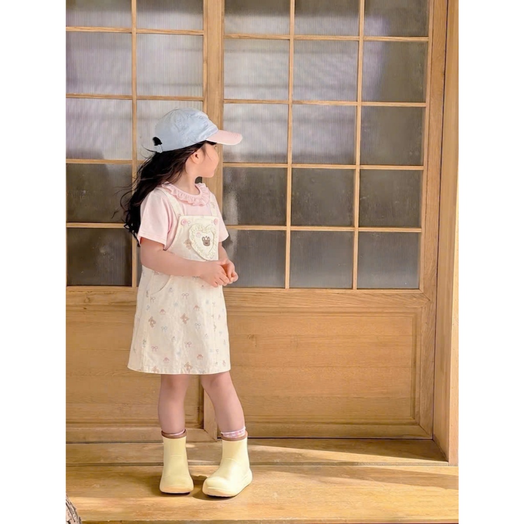 Sét Váy Yếm Bé Gái Dễ Thương Tệu Kids - Yếm Bé Gái Siêu Xinh Áo Coton Cổ Bèo Mùa Hè Cho Bé 11 - 21kg