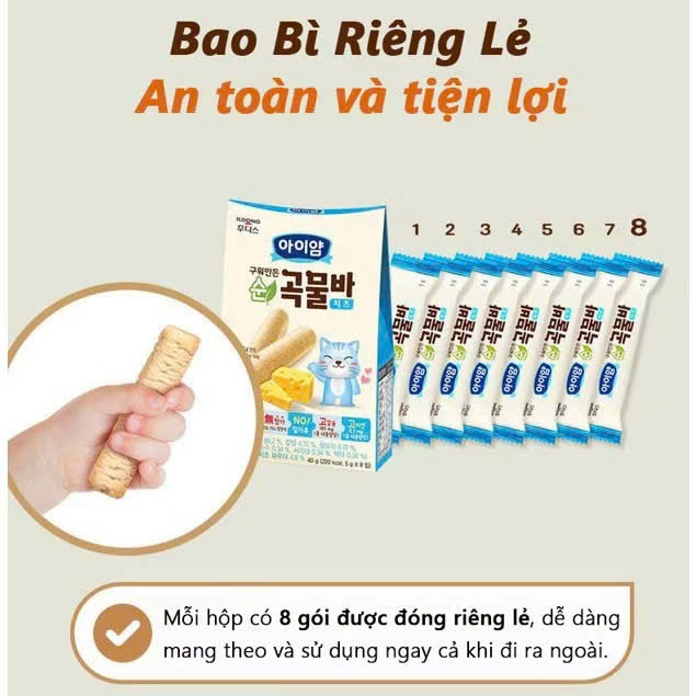 Bánh Cuộn Ngũ Cốc Ăn Dặm ILDONG Hàn Quốc Cho Bé 10M+. Bánh Nhân Kem Dễ Tan 40g