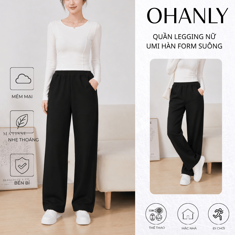 Quần Baggy Nữ OHANLY – Quần Nữ Umi Hàn Form Suông Co Giãn Tôn Dáng Mặc Đi Chơi Đi Làm