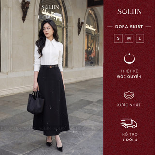 Chân Váy Dáng Xòe Tôn Eo Thiết Kế Đính Đá SOLIIN Phong Cách Thanh Lịch Công Sở DORA SKIRT