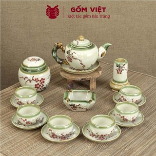 Bộ ấm chén vẽ tay dáng gốc cây nhiều họa tiết, dung tích 400ml, 620ml - Gốm sứ Bát Tràng - Gốm Việt