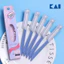 Set 5 dao cạo lông mày lông mặt Kai Kazor BTM Beauty Guar thân kim loại màu xanh có lưới bảo vệ và nắp nhựa bảo vệ