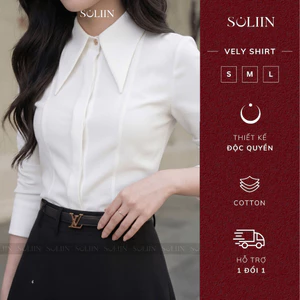 Áo Sơ Mi Trắng Basic Thiết Kế Cổ Đức SOLIIN Chất Liệu Basic Form Tôn Dáng Thanh Lịch VELY SHIRT