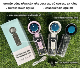 Quạt Tích Điện Mini Trong Suốt HighSpeed FC08 – Tích Hợp Sò Lạnh & Màn Hình LED
