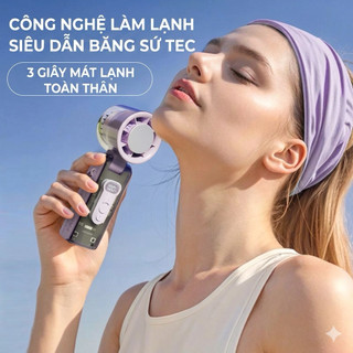 Quạt Tích Điện Mini Trong Suốt HighSpeed FC08 – Tích Hợp Sò Lạnh & Màn Hình LED