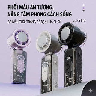 Quạt Tích Điện Mini Trong Suốt HighSpeed FC08 – Tích Hợp Sò Lạnh & Màn Hình LED