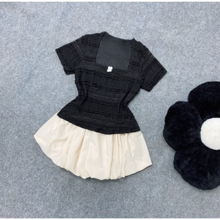 Set Áo Váy Bigsize Nữ Tiểu Thư Áo Thun Vải Ren Mỏng Mềm Mại Phối Chân Váy Bí Cho Nữ Chubby SET939