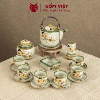 Bộ ấm chén vẽ tay dáng vại to nhiều họa tiết, dung tích 500ml, 600ml - Gốm sứ Bát Tràng - Gốm Việt
