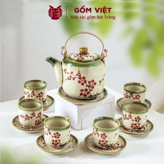 Bộ ấm chén vẽ tay dáng vại to nhiều họa tiết, dung tích 500ml, 600ml - Gốm sứ Bát Tràng - Gốm Việt
