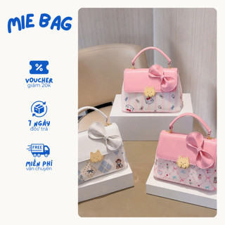Túi xách cầm tay đeo chéo mini cho nữ đính nơ xinh chất da PU cao cấp MIE BAG