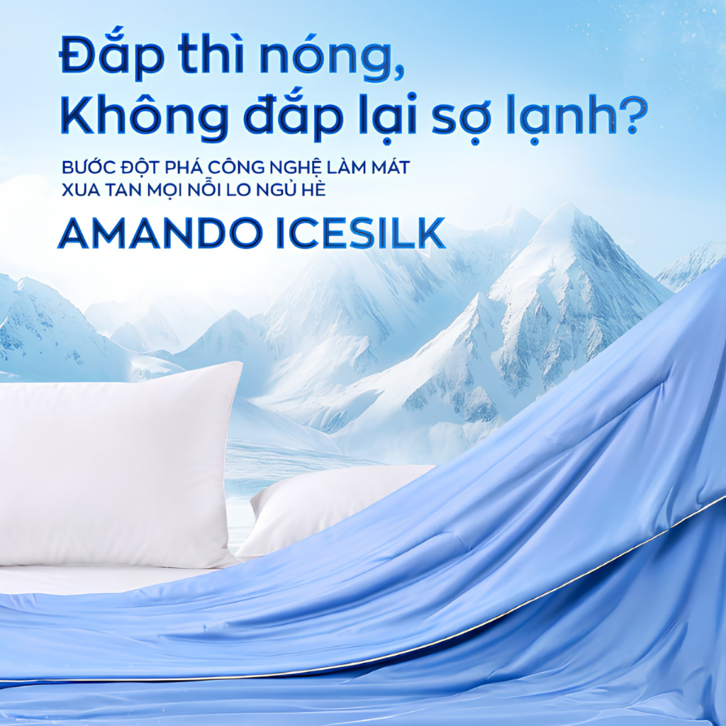 [VOUCHER TẠI LIVE] Chăn Điều Hòa Cao Cấp Amando Ice Silk 2mx2m2, Chăn Mùa Hè Mát Lạnh, Chăn Chần, Mền Lạnh, Chăn Lạnh