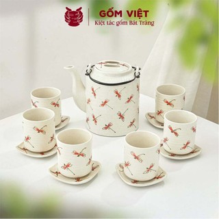 Bộ ấm tích uống chè vẽ tay nhiều họa tiết, dung tích 0.75L, 1L, 1,5L - Gốm sứ Bát Tràng - Gốm Việt