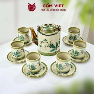 Bộ ấm tích uống chè vẽ tay nhiều họa tiết, dung tích 0.75L, 1L, 1,5L - Gốm sứ Bát Tràng - Gốm Việt