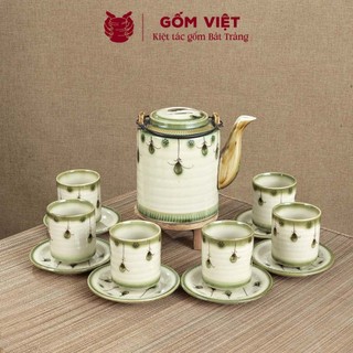 Bộ ấm tích uống chè vẽ tay nhiều họa tiết, dung tích 0.75L, 1L, 1,5L - Gốm sứ Bát Tràng - Gốm Việt
