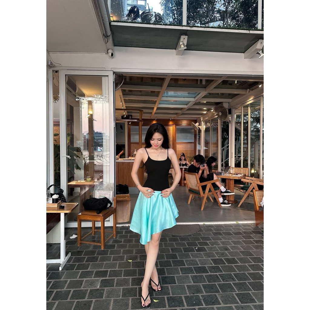 Chân Váy Lụa Xoè Màu Xanh Tiffany ,Hồng Pastel ,Trắng Kem Có Quần Bảo Hộ Chất lụa Mát Rũ không Nhăn🌺