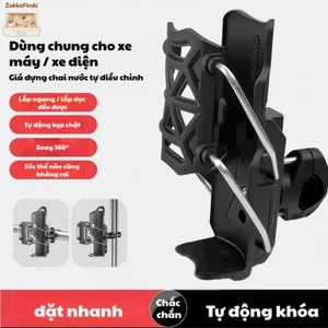 Giá đỡ cốc tự động ôm khít - Gắn xe máy, xe đạp, xe điện - Xoay 360° tiện lợi - Chạy xóc không đổ