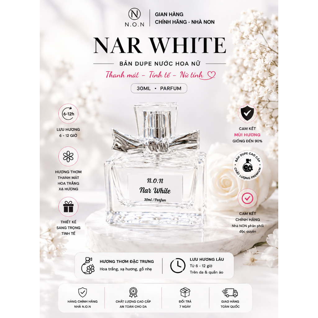 Nước Hoa Nữ - non Nar Pure Musc For Her (Nar White) - Phong Cách Quyến Rũ, Thanh Lịch, Nữ Tính