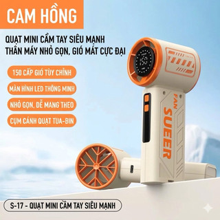 Quạt Cầm Tay Mini SUEER PRO - Công Nghệ Tua-Bin Siêu Tốc, 150 Cấp Độ Gió, Màn Hình LED Kỹ Thuật Số, Pin 4000mAh Siêu Bền