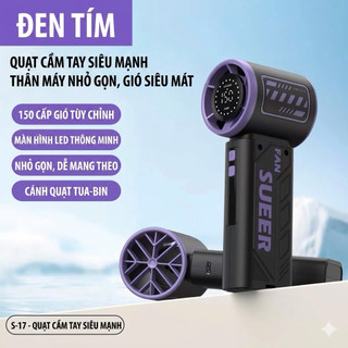 Quạt Cầm Tay Mini SUEER PRO - Công Nghệ Tua-Bin Siêu Tốc, 150 Cấp Độ Gió, Màn Hình LED Kỹ Thuật Số, Pin 4000mAh Siêu Bền