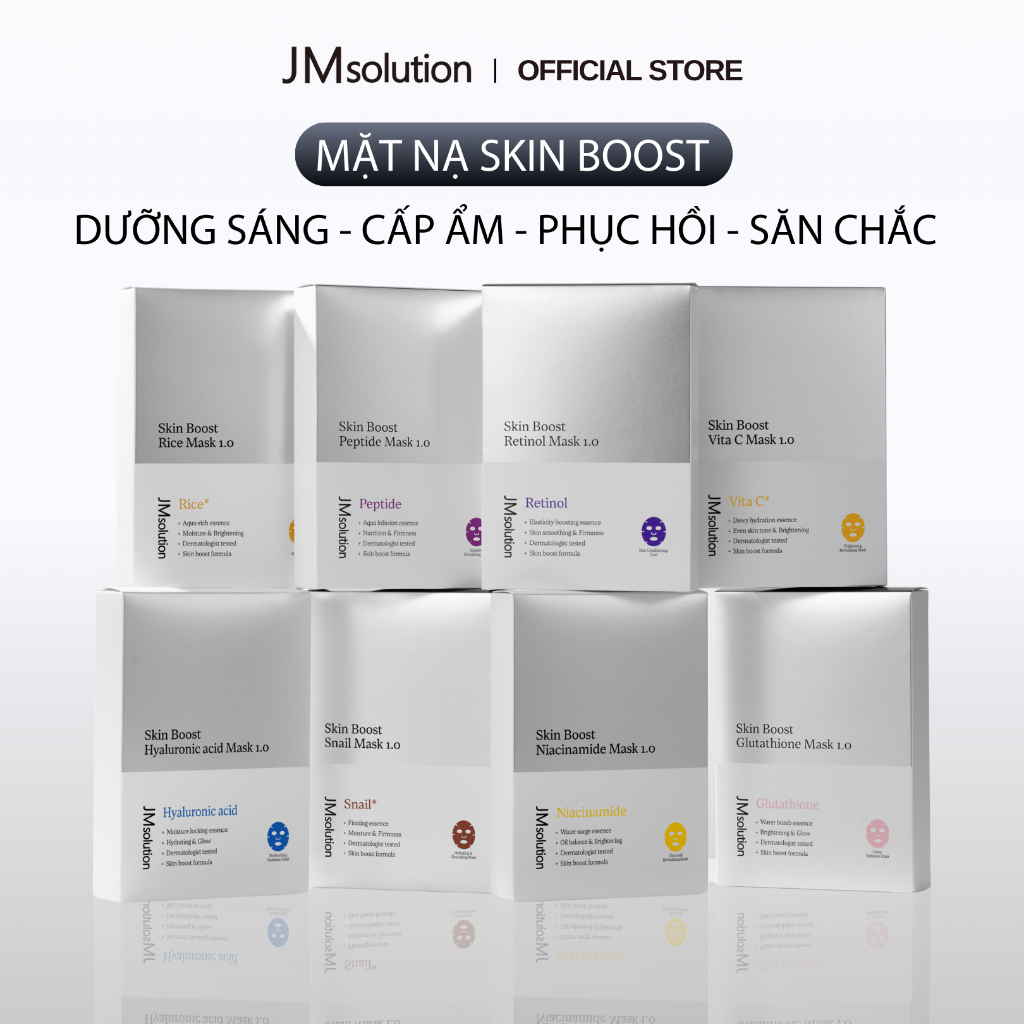 JMsolution Mặt Nạ Chăm Sóc Da Toàn Diện Skin Boost Mask 1.0 30ml (Niacinamide/HA/Retinol/Glutathione/Vita C)