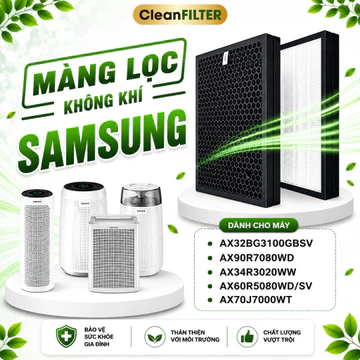 Màng Lọc Không Khí CleanFilter Thay Thế Máy Samsung - Bộ Lọc HEPA Lọc Bụi - Than Hoạt Tính Khử Mùi