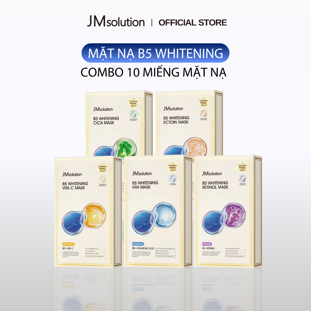 JMsolution Combo 10 Miếng Măt Nạ B5 Whitening Dưỡng Da Phục Hồi Dưỡng Trắng Chăm Sóc Sâu 5 Vấn Đề Da