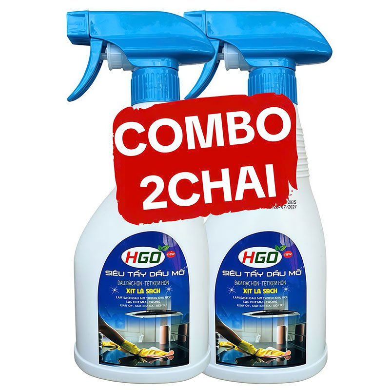 [COMBO 2] Tẩy Dầu Mỡ Nhà Bếp HGO, Làm Sạch Máy Hút Mùi, Bếp Gas, Bếp Từ, Xoong Nồi, Tường Bếp 500ML