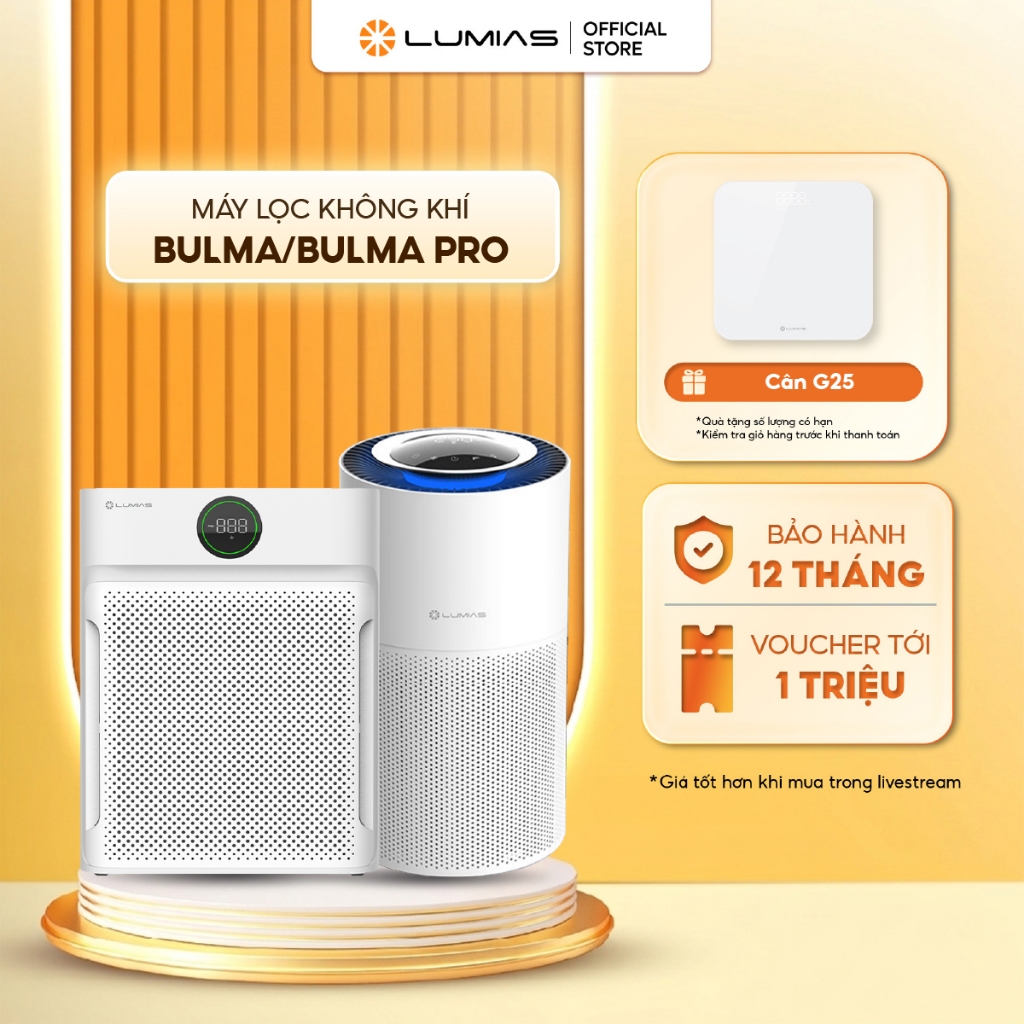 Máy lọc không khí ion âm, khử khuẩn - lọc sạch bụi mịn Lumias Bulma Pro/Bulma/Bulma Compact
