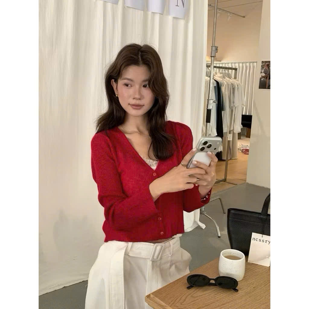 Áo khoác len cdg trơn mỏng sắc màu hàng QC 1899 A218