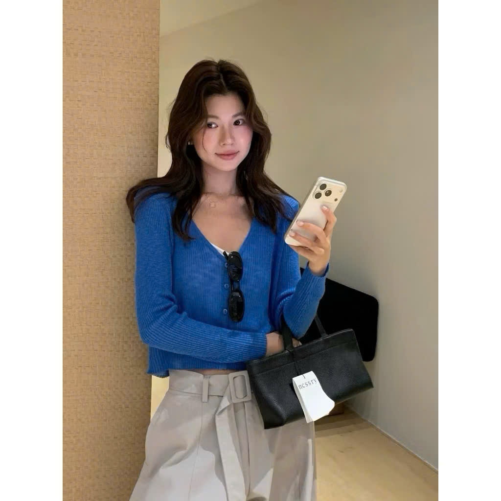 Áo khoác len cdg trơn mỏng sắc màu hàng QC 1899 A218