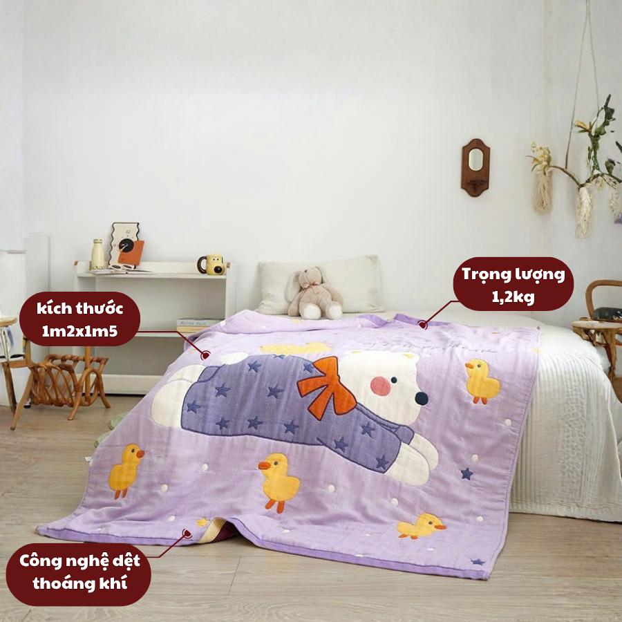 (CH697)Chăn hè Organic với họa tiết con vật siêu to cực dễ thương cho các bé MemminbeddingLuxury