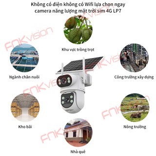 [FNKvision] Camera năng lượng mặt trời 4G Yoosee, 2 mắt 12MP D38Z/4G , xoay chuyển quan sát 360 độ, bảo hành 12 tháng